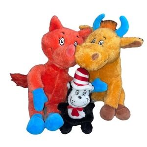 Dr. Seuss Stuffed Animal Set Fox In Socks Cat In The Hat Mr. Brown Cow Can Moo